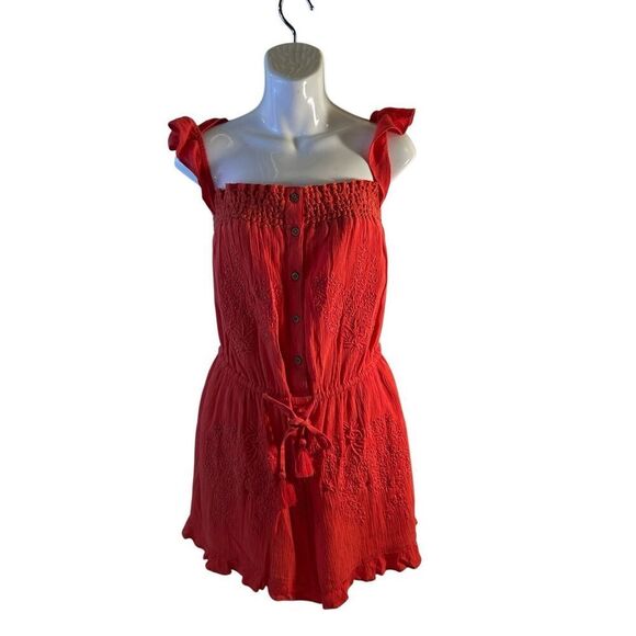 American Eagle off shoulder Romper new burnt orange M new rn#54485 - Picture 1 of 12